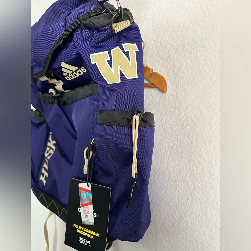 Washington Huskies Adidas PE Utility Premium Backpack Bag Elite NCAA Purple Gold